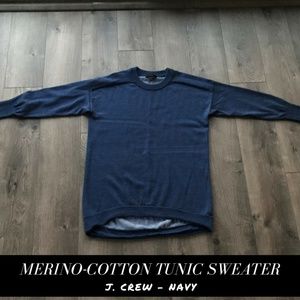 J. Crew | Merino-cotton tunic sweater | NAVY